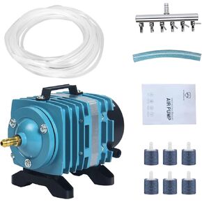 مضخة هواء 18-46 وات مع تدفق هواء قابل للتعديل، 6 صمامات متعددة لحوض السمك وخزان الأسماك والنافورة والبركة والزراعة المائية، 396/634/1030GPH in Kuwait