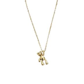 Gold Teddy Bear Charm Necklace Simple Chain 18K Girls Cute Bears Pendant Stuffed Animal Jewelry