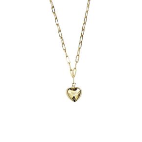 Golden Heart Charm Paperclip Necklace 18K Gold Heart Choker Dainty Long Links Gift For Her