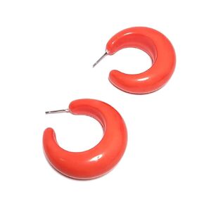 Coral Chunky Lucille Lucite Hoop Earrings - LUC-OR-1