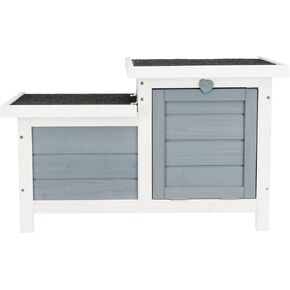 TRIXIE Small Pet House, Wooden Outdoor Shelter, Weatherproof Pet Home, Ideal for Cats, Rabbits, Bunnies, Guinea Pigs, Gray