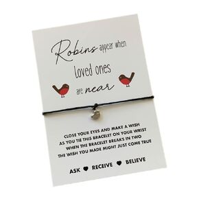 Memorial gift | Robins gift | Robin wish bracelet | Robins appear when loved ones are near bracelet | Bereavement card