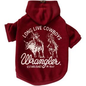 Wrangler Long Live Cowboys Burgundy Dog Hoodie Maroon S