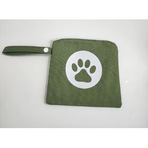 Small Green Dog Treat Pouch for Training for pet parents- Portable Puppy snack bag for treat for walking or hiking with zipper closure and waterproof lining and strap to waist belt loop or leash