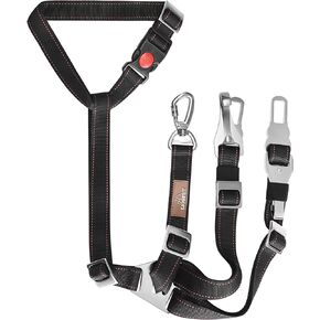 3-in-1 Multi-Functional Dog seat Belt - Dog Car Safety Leash with Advanced Protection - Car Seat Belt for 1 or 2 Dogs - Keep Your Pups Safe & Secure on The Road
