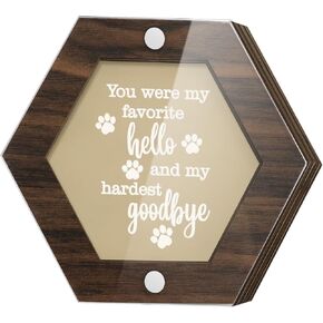 Pet Hair Keepsake Wooden Box with Acrylic Lid, Fur Memorial Box for Dog or Cat Hair Ashes Container Pet Loss Memory Sympathy Gift for Pet Lovers (you were my favorite hello and hardest goodbye)