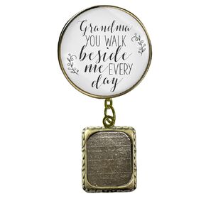 Groom's Boutonniere Pin Wedding Photo Charm for Lapel, Grandpa You Walk Beside Me Silver Jewelry - Handmade White Glass Pendant Memory Picture Frame Men's Brooch - Meaningful Memorial Card & Gift Box