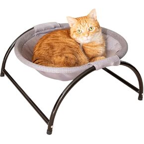 PETMAKER Cat Bed - Cat Hammock with Protective Feet, Breathable Fabric and Removable, Machine Washable Cover - Cat Beds for Pets up to 33lbs (Gray)