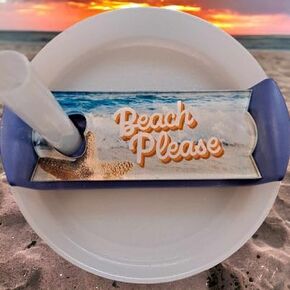 Beach Vibes Tumbler Lid Topper for Stanley Tumblers - Beach | Summer Designs - Tumbler Lid Plate - Stanley Cup Accessories - Custom Stanley Name Plate (40 oz H.10 and H.20 Models)