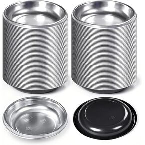 Skywin Disposable Pet Food Bowls for Cat - 100 PCS Small Plate Bulk Cat Bowls, Portable Pet Bowls, Lightweight Mini Plates Plastic Cat Bowls, Easy to Carry and Store Disposable Cat Bowls (Grey)