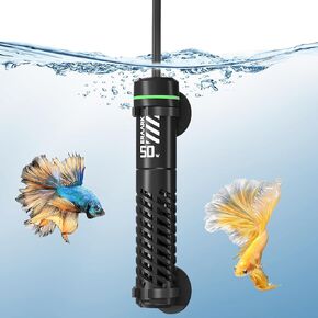 50W 100W Small Submersible Aquarium Heater, Constant Temperature 77℉, Betta Fish Tank Heater Suitable for Saltwater and Freshwater, 5/10/20 Gallon Fish Tahk (50W)