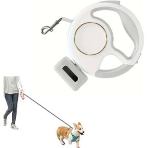 Best Dog Supplies Luxurious Pink Retractable Dog Leash 10ft/3M- Rechargeable Pet Leash with LED Flashlight One-Handed Brake Ring Buckle Locker & Poop Bag Dispenser - For Night Walk Small & Medium Dogs