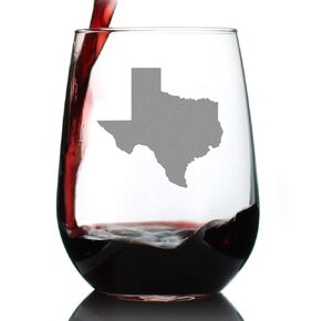 Texas State Outline - Stemless Wine Glasses - Set of 2 - State Themed Drinking Decor and Gifts for Texans - Large 17 Ounce