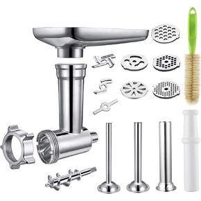 Gdrtwwh Food Grinder Attachment Compatible with All KitchenAid Stand Mixers,Includes 3 Sausage Stuffer Tubes