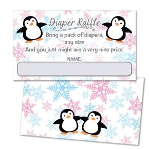 25 Penguin Diaper Raffle Ticket Inserts for Baby Shower Invitations