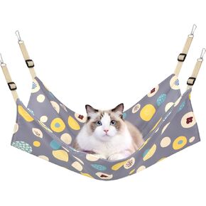 Cat Hammock Bed Cool Summer Hanging adjustable Pet Hammock Bed for Cats/Small Dogs/Rabbits/Other Small Animals (Grey)