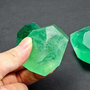 Natural Crystal Geometry Polishing Raw Stone Mineral Specimen Viewing Stone Aquarium Home Decor (70-100 g, Green Fluorite)