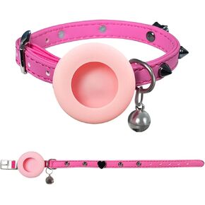 AirTag Cat Collar with Bell - Elastic Kitten Collar with Apple AirTag Holder - GPS Collars for Girl Boy Cats, Small Dogs, Puppies (Purple)