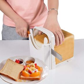 Bread Slicer Toast Slicer Adjustable Cutting Guide For Homemade Bread Bagel Roast Cake Sandwish Loaf Slicing Cutter Mold Compact Foldable Handed Bread Maker Tool with 4 Slice Thickness