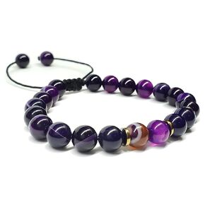 Aesthetic Purple Amethyst BRACELET With Waxed thread Adjustable Unisex Handcrafted, SILEM Brand.