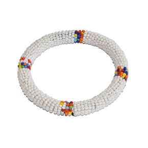 Tembo Crafts Africa - Handmade Bangle - Maasai Beaded Bracelet - White - Handmade From Africa KB66