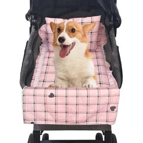 Pet Stroller Pad,with Anti-Slip Bottom Small Dog Stroller Pad, Removable and Washable Dog Stroller Pad, Dog Pillow and Quilt Three-Piece Set （Pink）