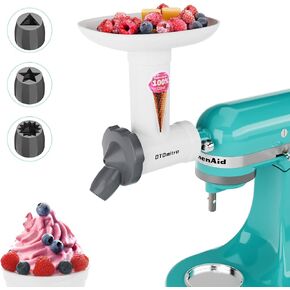 Dairy-Free Ice Cream Maker Attachment for Kitchenaid Stand Mixer, Fruit Sorbet Machine, Frozen Dessert Maker, Frozen Yogurt Maker, Dishwasher Safe Natural Soft Serve Ice Cream Maker