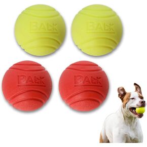 Balk Dog Toy Balls - 4 Pack - Dog Toy Balls for Aggressive CHEWERS - Hard Durable Material - Non Toxic BPA Free - Float in Water - 2.5'' HIGH Bounce - Interactive - Dog Products