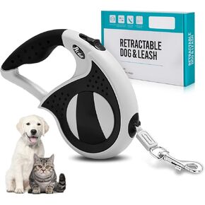16 Ft Retractable Dog Leash, Dog Walking Leash with Anti-Slip Handle, One-Handed Pause & Lock, Dog Leash Suitable for Small/Medium/Large Sized Dogs, Black