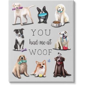 Stupell Industries You Had Me At Woof Playful Dogs Canvas Wall Art, Design by Elizabeth Tyndall