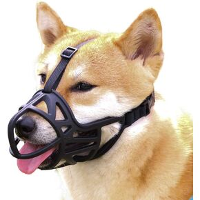 Dog Muzzle, Breathable Basket Muzzle to Prevent Barking, Biting and Chewing, Humane Muzzle for Small, Medium, Large and X-Large Dogs (M, Black)