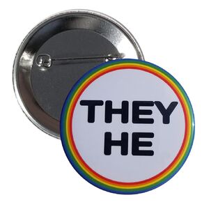 They He pronouns pinback button - high visibility (2.25", c1a)