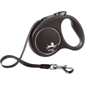 Flexi Black Design Tape Black Small 5m Retractable Dog Leash/Lead for Dogs up to 15kgs/33lbs