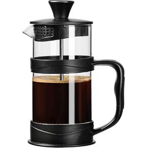 French Press Coffee Maker, Coffee Press of 18/8 Stainless Steel Filter 11.8 OZ, Mini Camping French Press for Travel& Home Gift(Black)