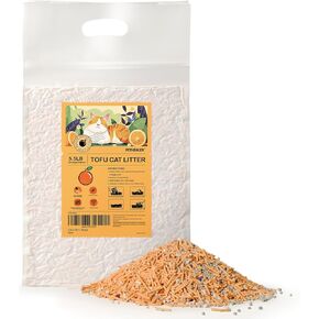 Tofu Cat Litter, Strong Clumping Cat Litters, Ultra Absorbent, Dust-Free, Low Tracking, Odor Control, Multi-Cat, Orange Flavor Mixed Cat Litter, Easy Cleaning & Scooping.