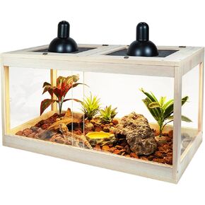 Reptile Terrarium Up to 81 Gallon, Reptile Habitat, Bearded Dragon Tank with Metal Mesh Roof, Suitable for All Types of Reptile, Lizard, Snakes (Black, 81 Gallon (48x20x20 Inch)