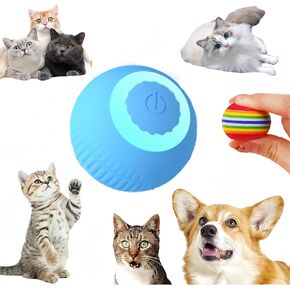 cat Toy Two-Piece Set-Wloom Power Ball 2.0 -Red Rainbow Cat Toy Balls Soft Interactive Indoor Kittens Favorite Toys .Small Dogs Toy Balls Activity Chase Quiet Play Sponge Ball（Blue）