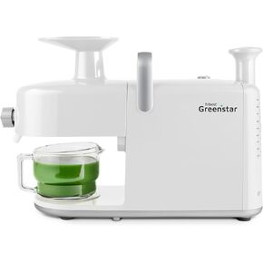 Tribest Greenstar 5 GS5 All Stainless Steel Twin Gear Cold Press Masticating Juicer with Easy Clean Housing, Screen Cleaning Tool and Glass Pitcher, Gray
