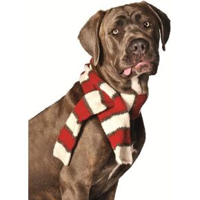 Chilly Dog White/Red Pet Scarf, Large