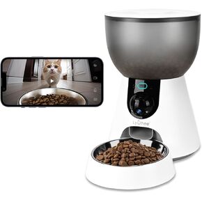 Lychee Automatic Cat Feeder with Camera-5G WiFi Pet Feeder-1304P HD Video with Night Vision-Smart App Control Pet Feeder with 2-Way Audio-4L Dry Food Dispenser for Cats and Samll Dog