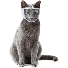 Cat Muzzle, Breathable Cat Face Cover Transparent Anti Bite Face Protection for Nail Trimming Bathing Postoperative Care