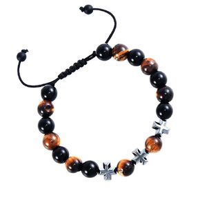 Triple Protection Bracelet, Genuine Tigers Eye Black Obsidian and Hematite 10mm Beads Bracelet,  Bring Luck and Prosperity and Happiness for Men Women
