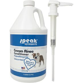 Natural Hypoallergenic Unscented Dog Cream Rinse Conditioner Refill with Pump, 1 Gallon