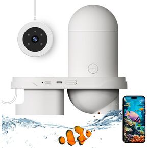 Automatic Fish Feeder with 2K HD Camera, Smart Fish Feeder Automatic Dispenser with APP, Visual Fish Feeder Automatic Dispenser with Camera.Auto Fish Feeder Suitable for Fish Tanks and Aquarium.