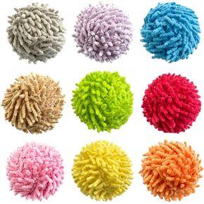 Assorted Color Cat Ball Toys, Woolen Yarn Puffs Cat Pom Pom Balls Interactive Kitten Chasing Toys Cat Chase Balls (9Pcs)