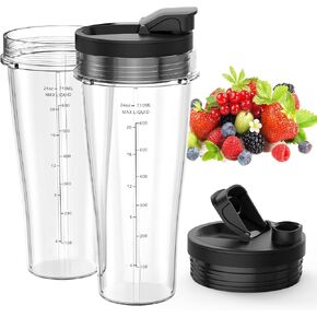 Blender Replacement Parts for Ninja, 32oz Ninja Blender Cups with To-Go Lids, Blender Blade Compatible with Nutri Ninja Auto iQ Blenders BL2012 BN801 BL480-30 BL640-30