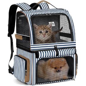Double Cat Backpack Carrier for 2 Cats, Double-Compartment Pet Carrier Backpack for Two Small Cat or One Medium Cat, Cats Carrier Backpack Dog Carrier Backpack Fits Up to 24 Lbs,Black in Kuwait
