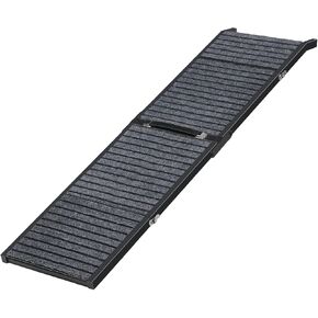 منحدر للكلاب في السيارة، منحدر سلالم محمول للحيوانات الأليفة مع سطح سجادة غير قابل للانزلاق، منحدر خفيف الوزن ومتين للكلاب الكبيرة التي تدخل السيارة وسيارات الدفع الرباعي والشاحنات، أسود DRHB4701 in Kuwait