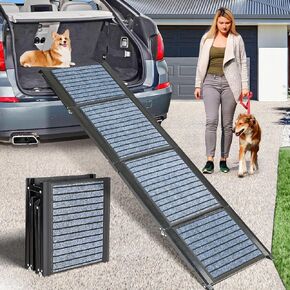 Dog Car Ramp for Medium & Large Dogs, Pet Stairs Ramp with Anti-Slip, 63"x 17" Extra Long and Wide Dog Steps for Dogs Up to 250LBS for High Bed,Trucks,Cars and SUV