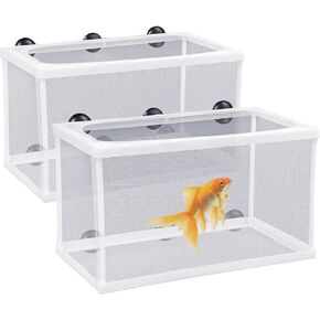 2 قطعة صندوق مربي تفريخ الأسماك فصل صافي إطار بلاستيكي صندوق المربي خزان الأسماك صندوق المربي مع كوب الشفط لحوض السمك in Kuwait